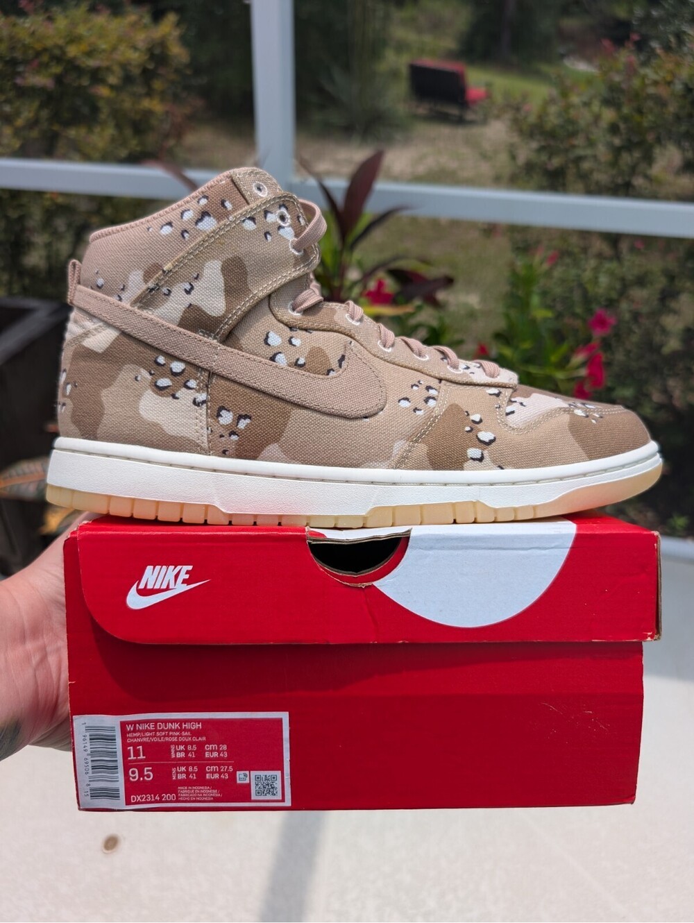 RARE Nike Dunk High "Desert Camo" Hemp/Light Soft Pink Womens Size 11 Mens 9.5